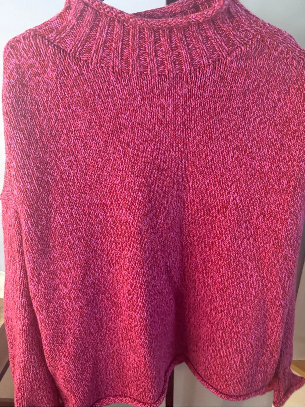 J. Crew Heathered Raspberry Mock Neck Sweater